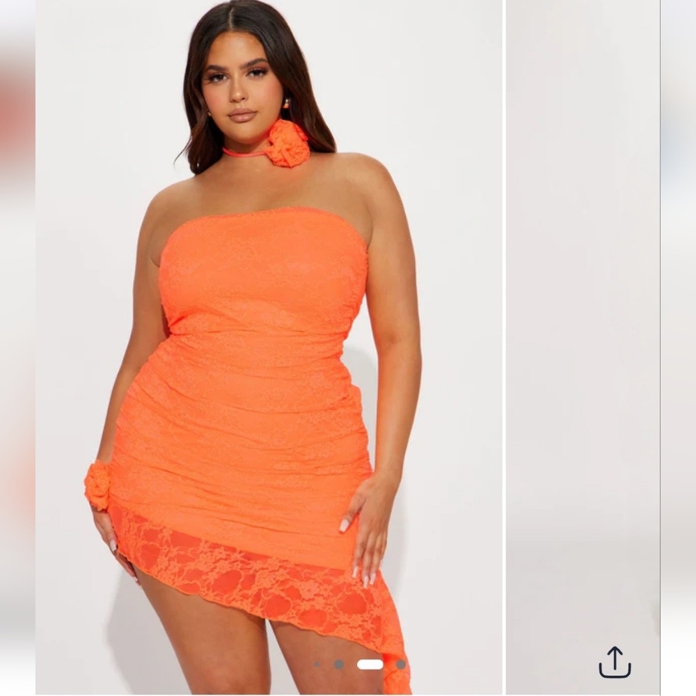 Fashion Nova Orange Asymmetrical Dress
